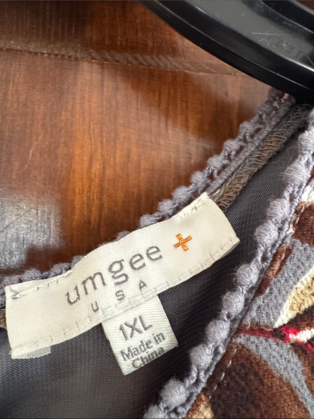 Umgee Grey Floral Tank Dress with Cream and Brown and burgundy Accents - Picture 2 of 3
